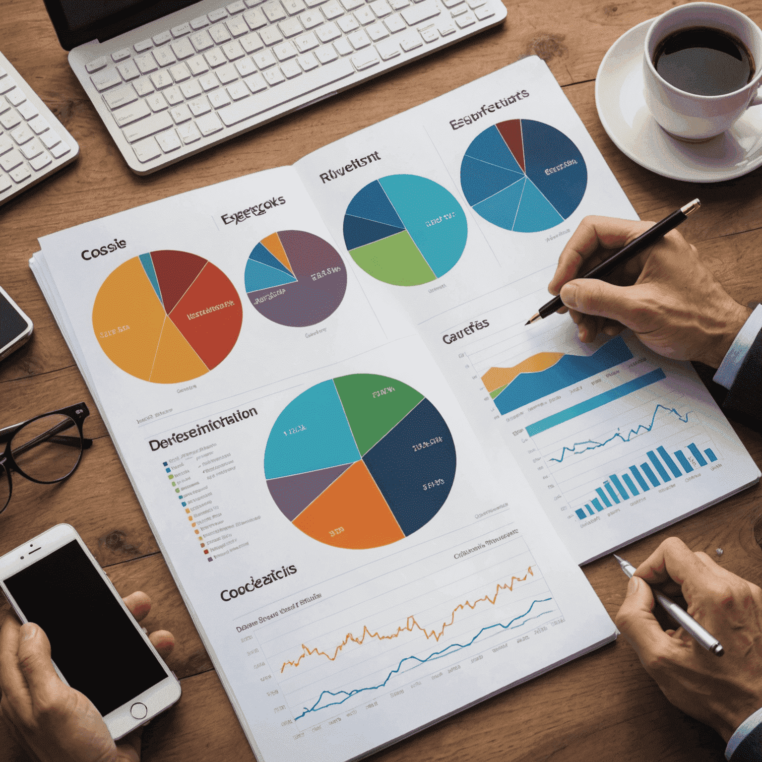 Diverse investment portfolio visualization showing various asset classes such as stocks, bonds, real estate, and commodities